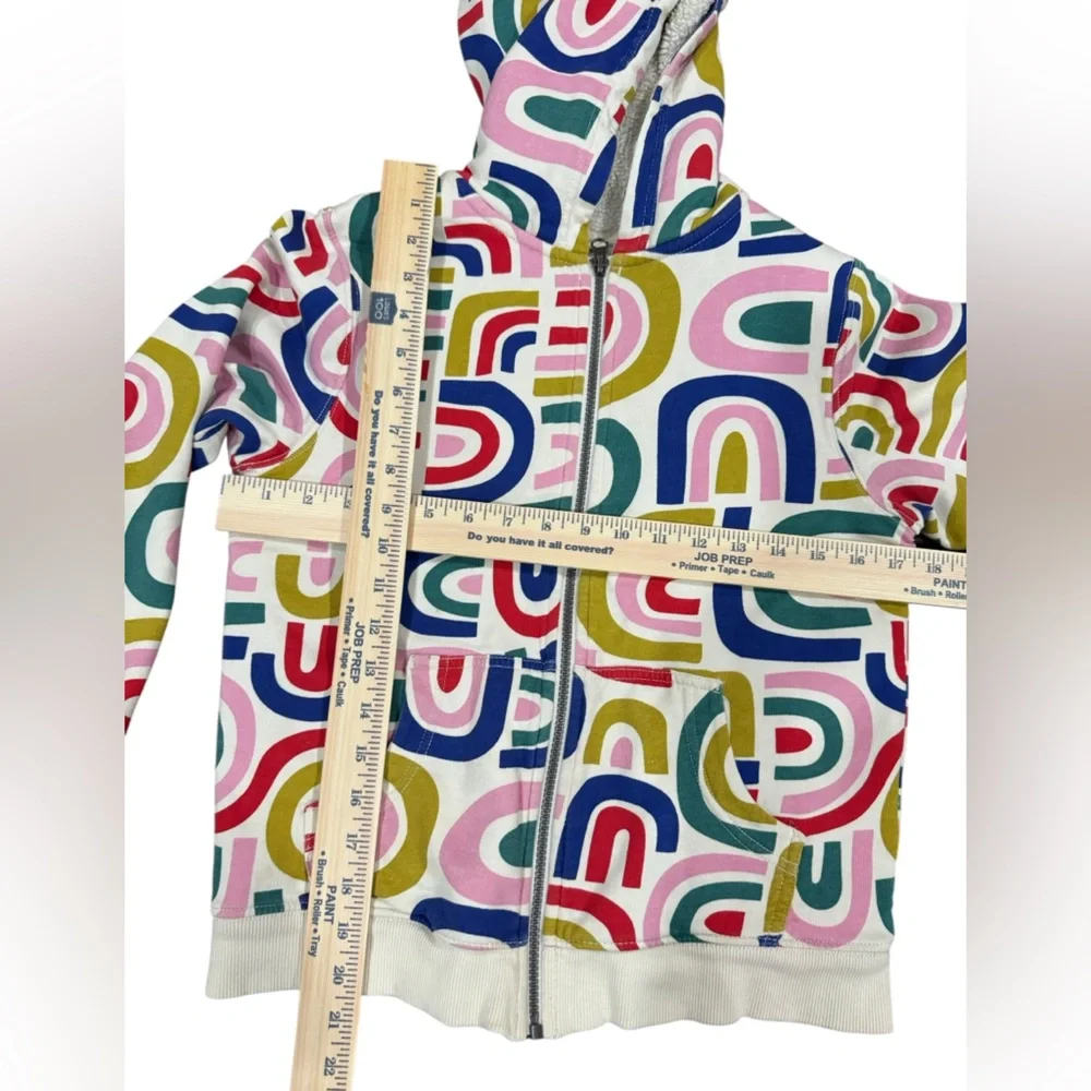 Hanna Andersson Kids Rainbow Arch Print Sherpa Lined Full Zip Hoodie Size 10 140